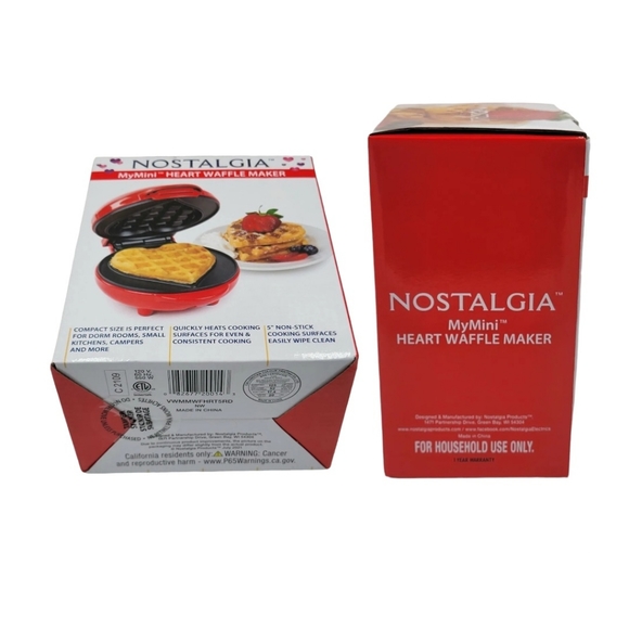 Nostalgia My Mini Personal Electric Heart Waffle Maker - Picture 5 of 5